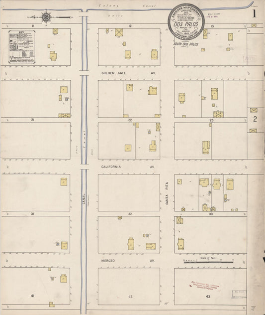 Sanborn Fire Insurance Map from Dos Palos, Merced County, California. (1910) – Historic Sanborn Fire Insurance Map Print