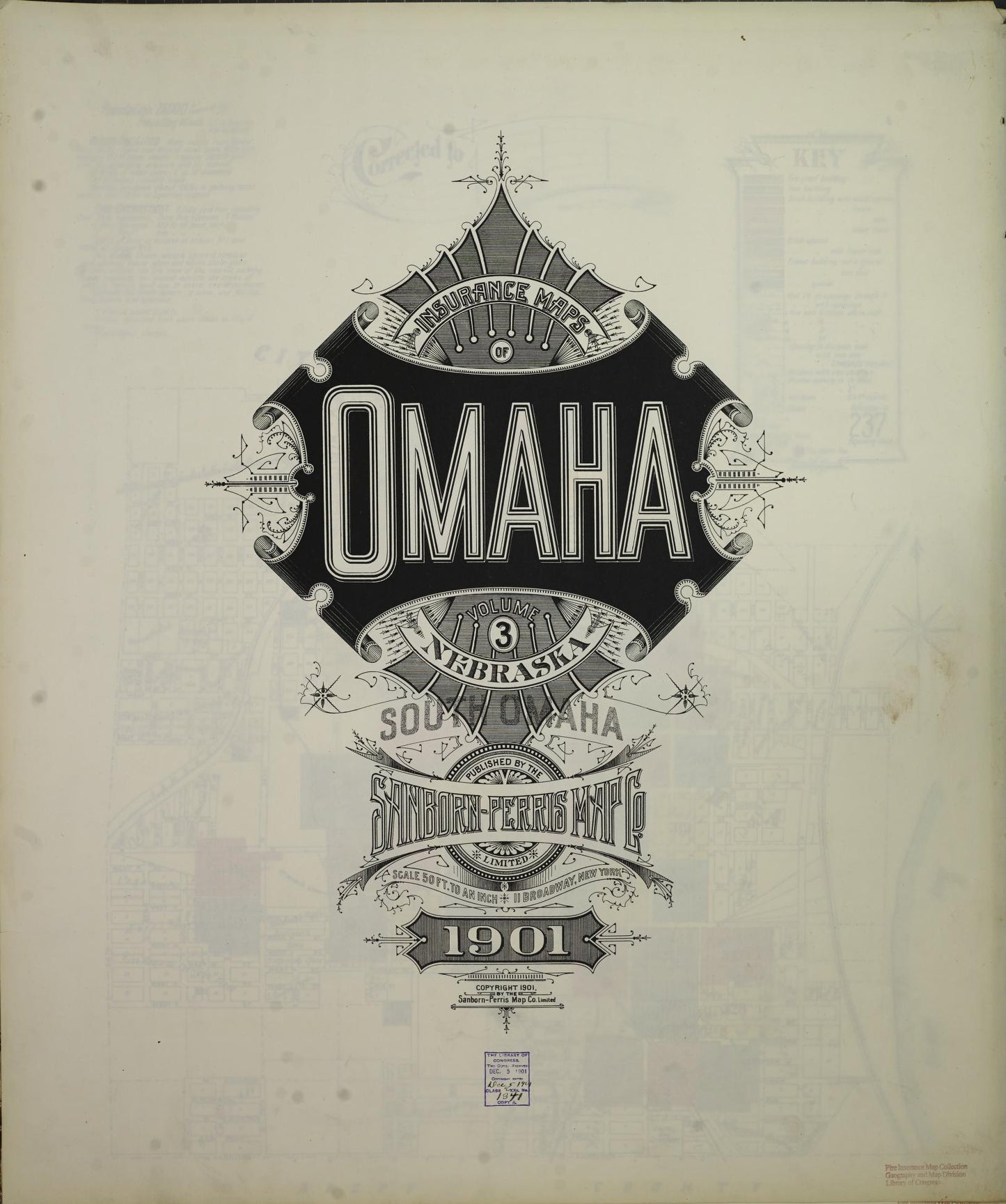 Sanborn Fire Insurance Map from Omaha, Douglas And Sarpy County, Nebraska (1901), Sheet #0001 - Complete Map Set gallery image, historic Sanborn map, vintage wall art, Nebraska Nebraska