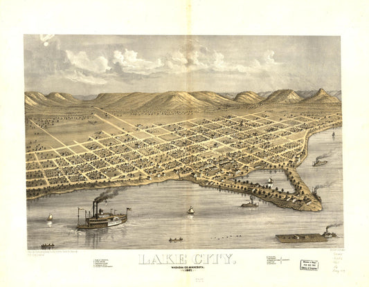 Lake City, Wabasha Co., Minnesota 1867. (1867) – Historic Bird’s-Eye View Panorama Print