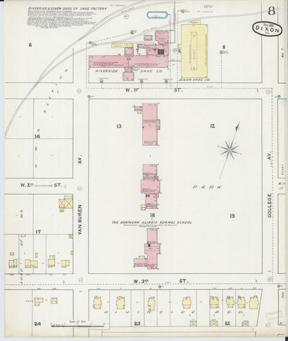 Sanborn Fire Insurance Map from Dixon, Lee County, Illinois (1891), Sheet #0008 - Complete Map Set gallery image, historic Sanborn map, vintage wall art, Illinois Illinois