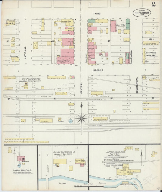 Sanborn Fire Insurance Map from Superior, Nuckolls County, Nebraska (1897), Sheet #0002 - Historic Sanborn Fire Insurance Map Print, vintage old map wall art, antique decor, genealogy gift, Nebraska Nebraska map