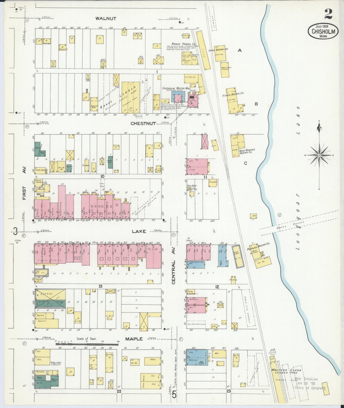 Sanborn Fire Insurance Map from Chisholm, Saint Louis County, Minnesota (1909), Sheet #0002 - Complete Map Set gallery image, historic Sanborn map, vintage wall art, Minnesota Minnesota