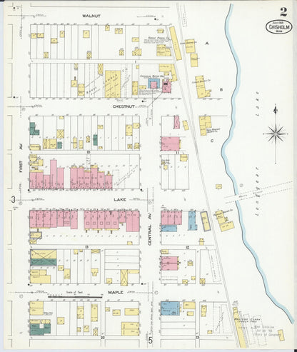 Sanborn Fire Insurance Map from Chisholm, Saint Louis County, Minnesota (1909), Sheet #0002 - Complete Map Set gallery image, historic Sanborn map, vintage wall art, Minnesota Minnesota