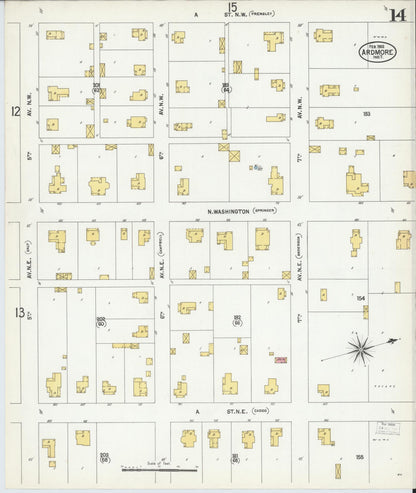 Sanborn Fire Insurance Map from Ardmore, Carter County, Oklahoma (1902), Sheet #0014 - Complete Map Set gallery image, historic Sanborn map, vintage wall art, Oklahoma Oklahoma