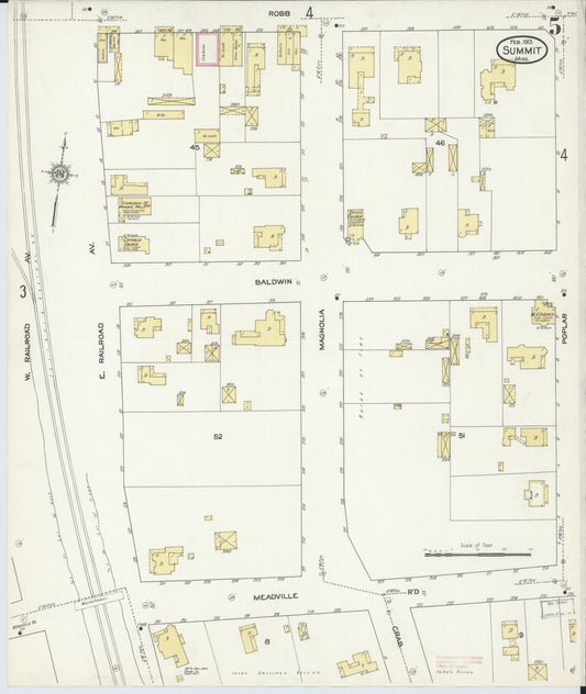 Sanborn Fire Insurance Map from Summit, Pike County, Mississippi (1913), Sheet #0005 - Historic Sanborn Fire Insurance Map Print, vintage old map wall art, antique decor, genealogy gift, Mississippi Mississippi map