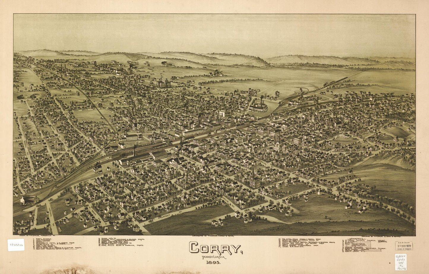 Corry, Pennsylvania 1895 (1895) – Historic Bird’s-Eye View Panorama Print
