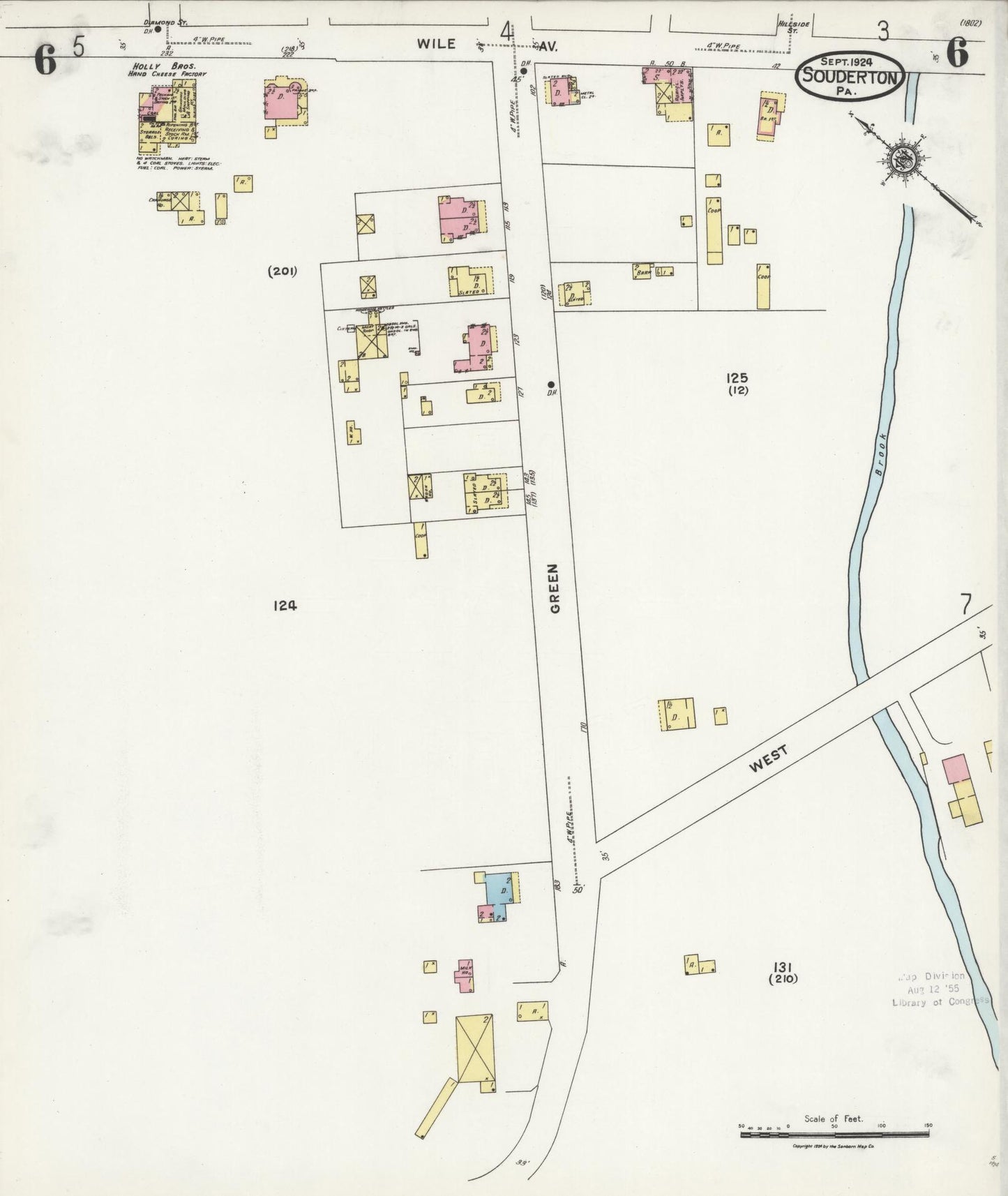 Sanborn Fire Insurance Map from Souderton, Montgomery County, Pennsylvania (1924), Sheet #0006 - Complete Map Set gallery image, historic Sanborn map, vintage wall art, Pennsylvania Pennsylvania