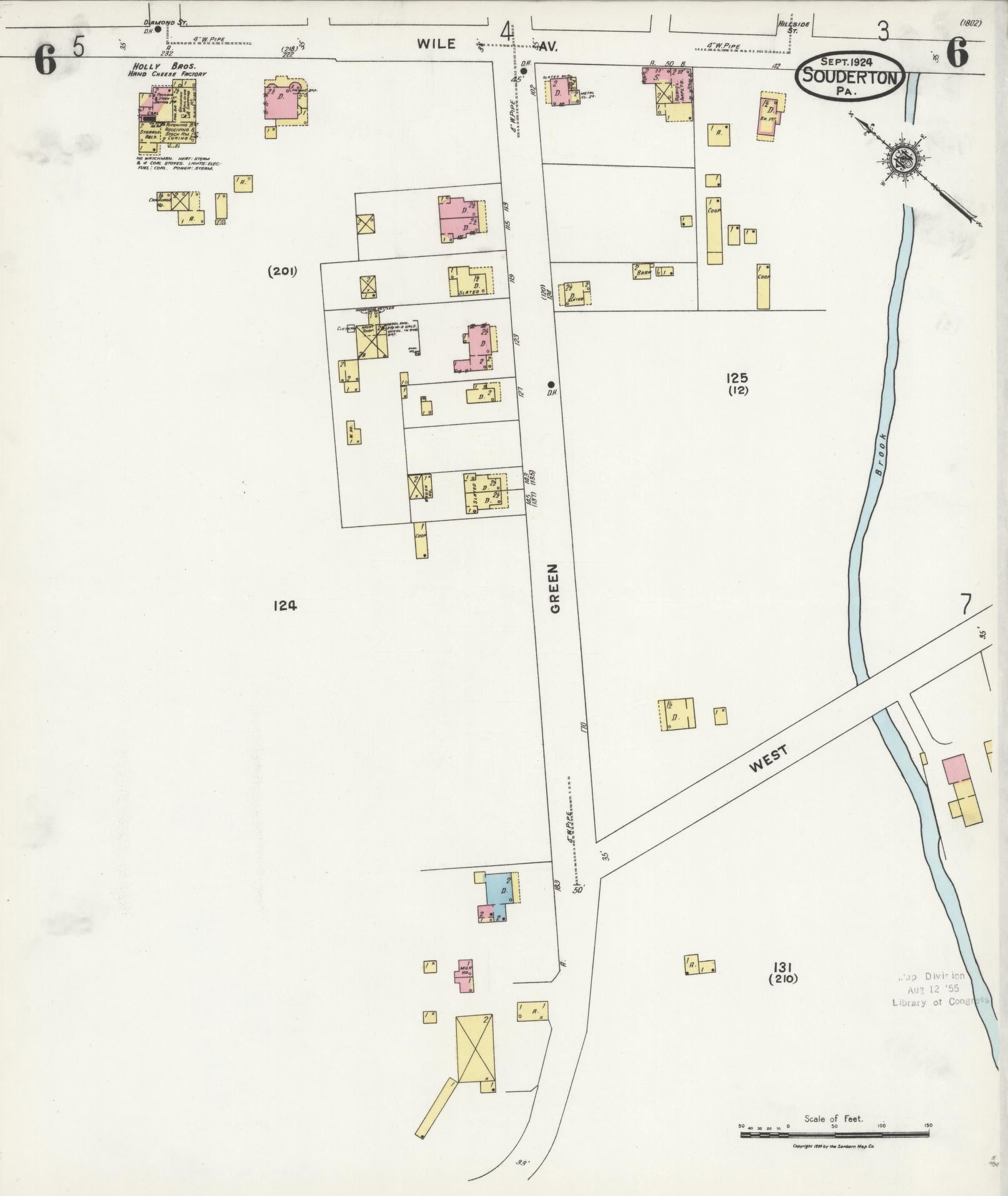 Sanborn Fire Insurance Map from Souderton, Montgomery County, Pennsylvania (1924), Sheet #0006 - Complete Map Set gallery image, historic Sanborn map, vintage wall art, Pennsylvania Pennsylvania