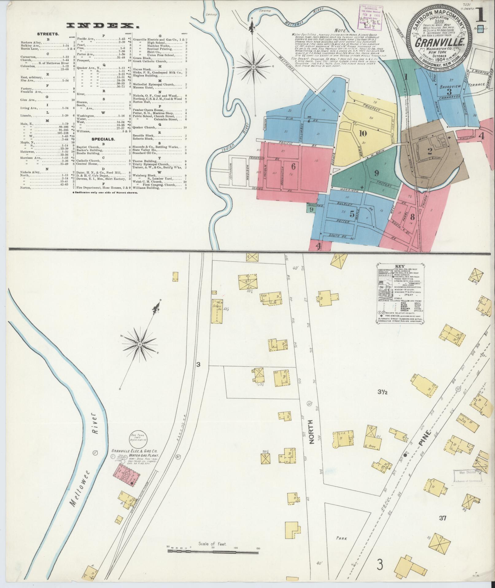 Sanborn Fire Insurance Map from Granville, Washington County, New York. (1904) – Historic Sanborn Fire Insurance Map Print