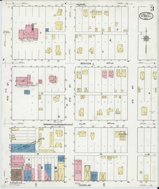 Sanborn Fire Insurance Map from O'Neill, Holt County, Nebraska (1920), Sheet #0003 - Historic Sanborn Fire Insurance Map Print, vintage old map wall art, antique decor, genealogy gift, Nebraska Nebraska map