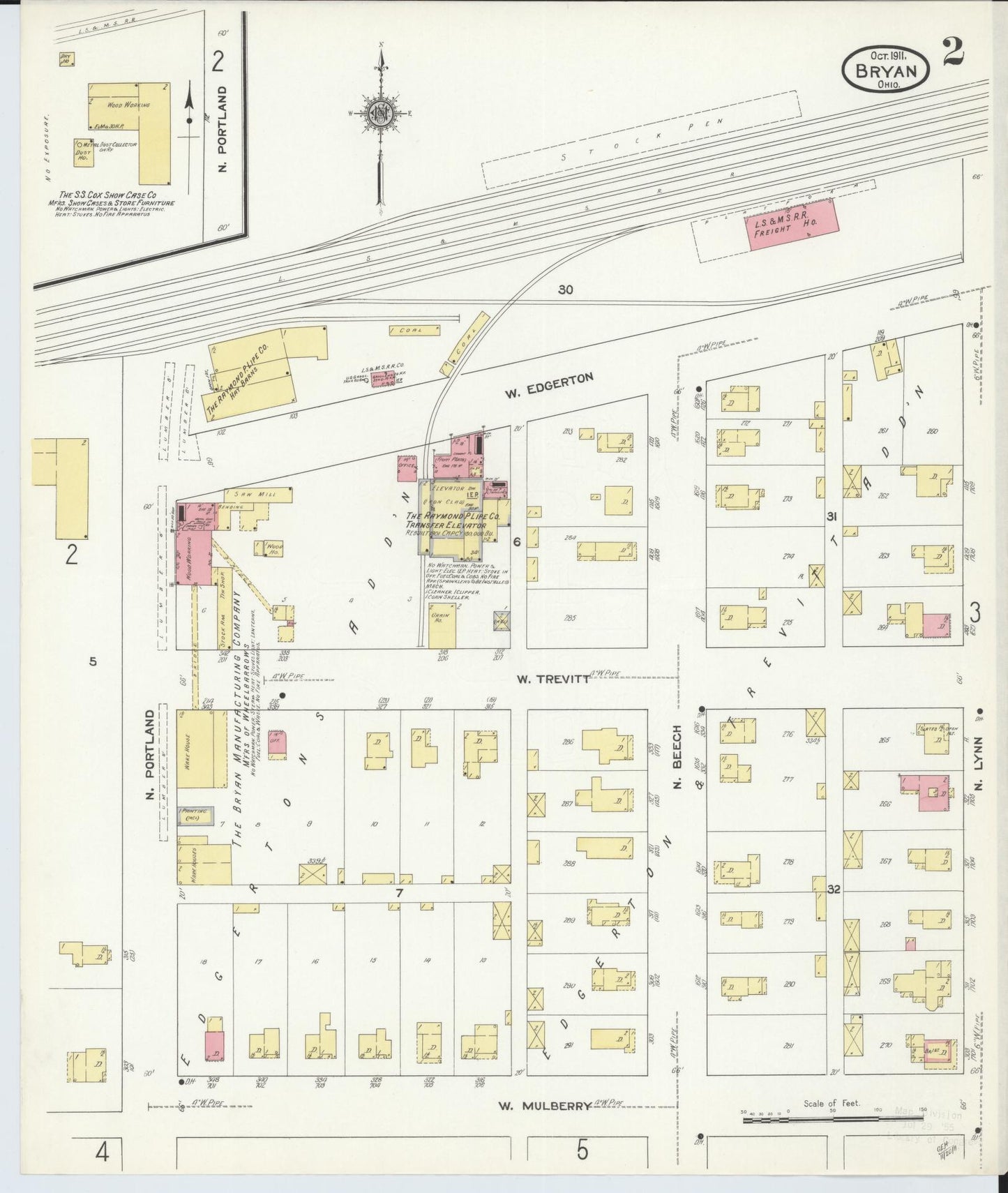 Sanborn Fire Insurance Map from Bryan, Williams County, Ohio (1911), Sheet #0002 - Complete Map Set gallery image, historic Sanborn map, vintage wall art, Ohio Ohio