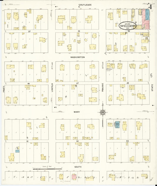 Sanborn Fire Insurance Map from Yates Center, Woodson County, Kansas (1912), Sheet #0004 - Historic Sanborn Fire Insurance Map Print, vintage old map wall art, antique decor, genealogy gift, Kansas Kansas map