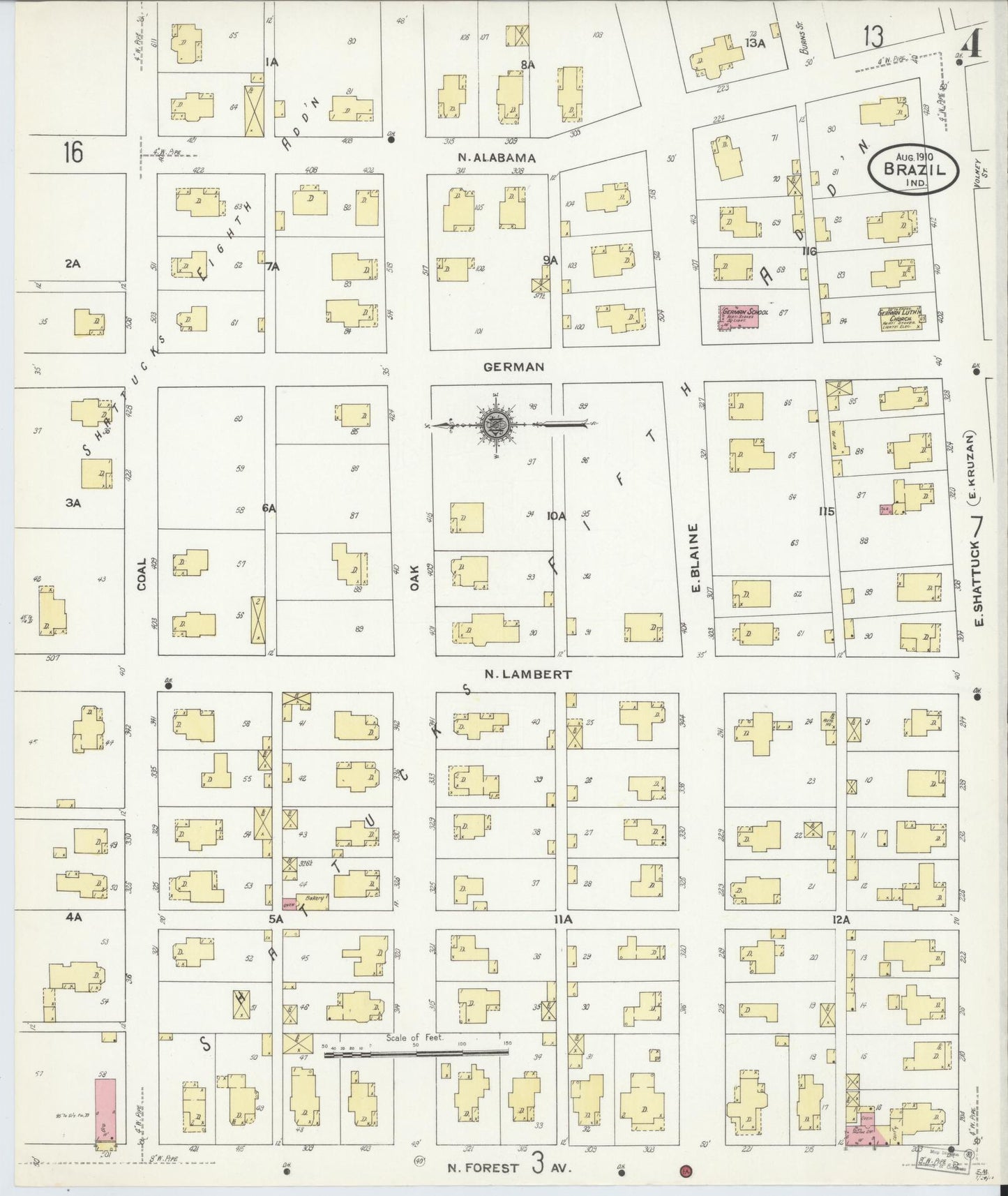 Sanborn Fire Insurance Map from Brazil, Clay County, Indiana (1910), Sheet #0004 - Complete Map Set gallery image, historic Sanborn map, vintage wall art, Indiana Indiana