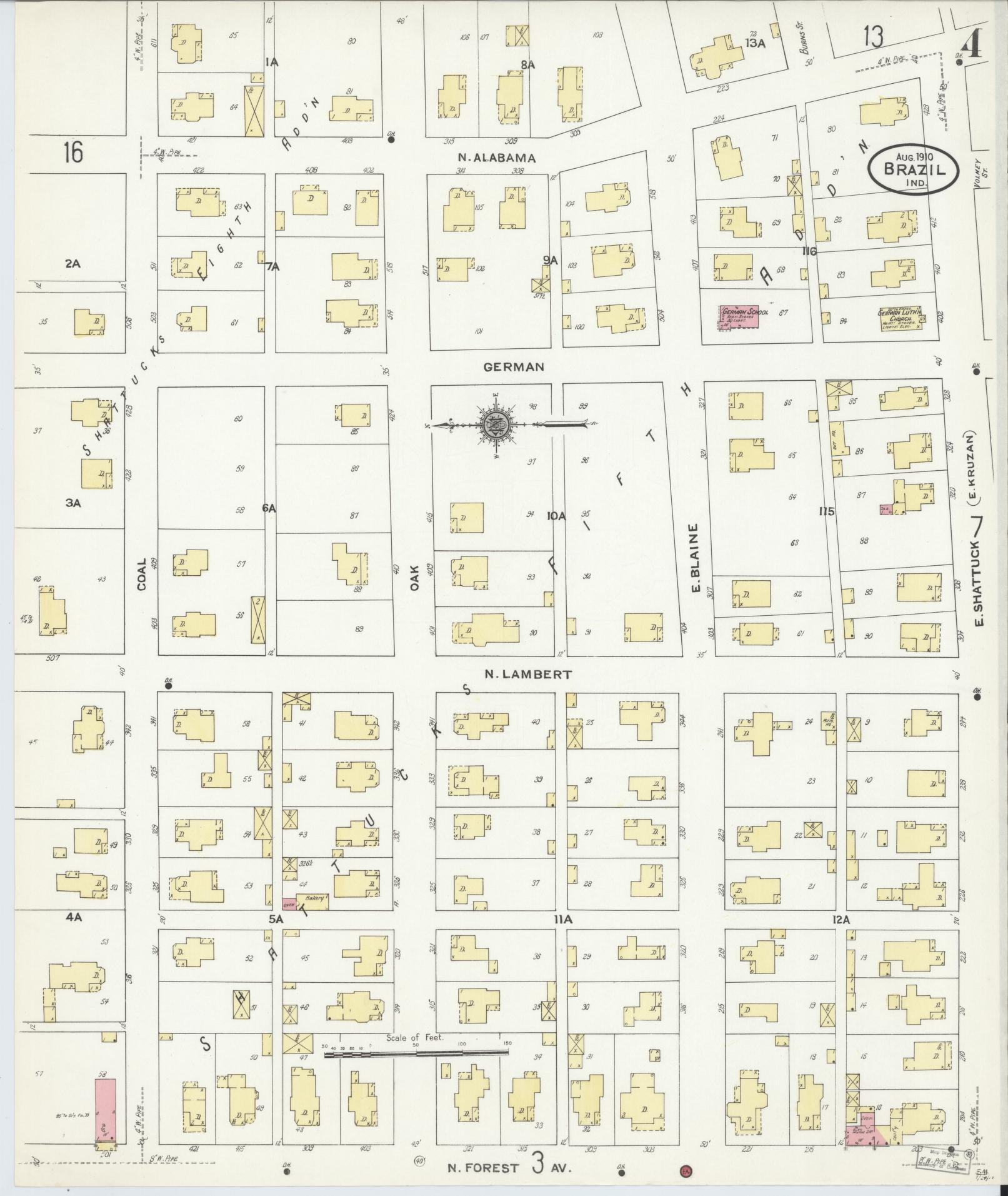 Sanborn Fire Insurance Map from Brazil, Clay County, Indiana (1910), Sheet #0004 - Complete Map Set gallery image, historic Sanborn map, vintage wall art, Indiana Indiana