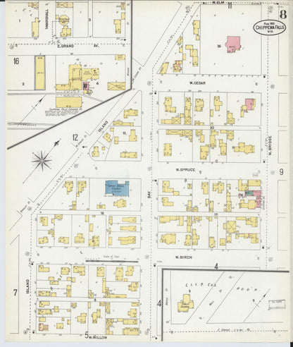 Sanborn Fire Insurance Map from Chippewa Falls, Chippewa County, Wisconsin (1903), Sheet #0008 - Complete Map Set gallery image, historic Sanborn map, vintage wall art, Wisconsin Wisconsin