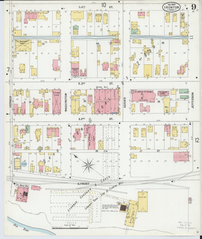 Sanborn Fire Insurance Map from Ironton, Lawrence County, Ohio (1900), Sheet #0009 - Historic Sanborn Fire Insurance Map Print, vintage old map wall art, antique decor, genealogy gift, Ohio Ohio map