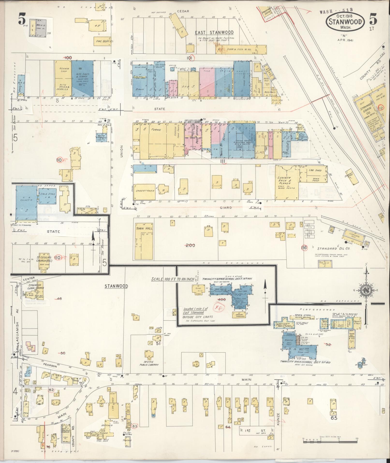 Sanborn Fire Insurance Map from Stanwood, Snohomish County, Washington (1953), Sheet #0005 - Complete Map Set gallery image, historic Sanborn map, vintage wall art, Washington Washington