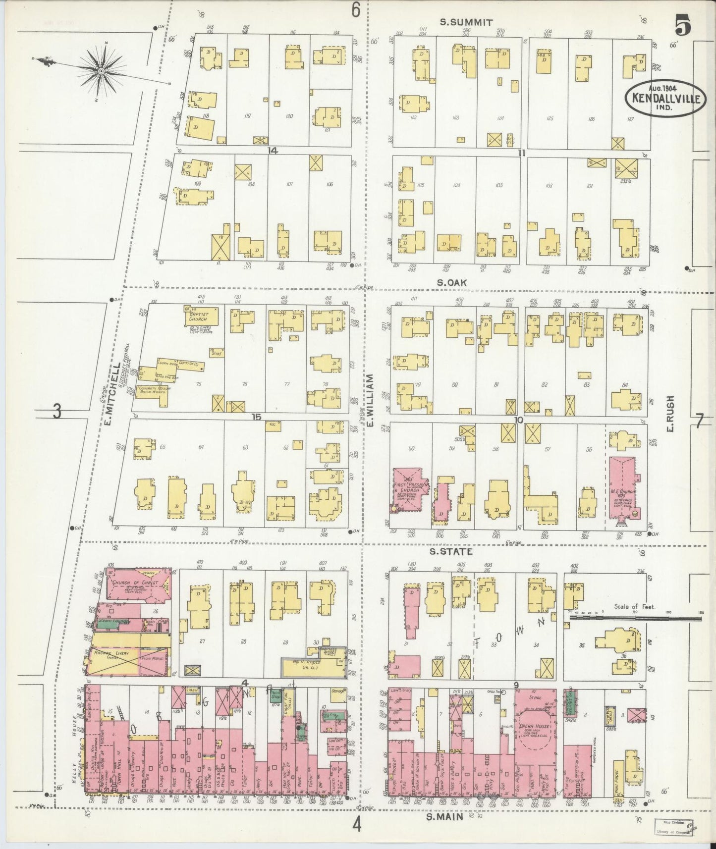 Sanborn Fire Insurance Map from Kendallville, Noble County, Indiana (1904), Sheet #0005 - Complete Map Set gallery image, historic Sanborn map, vintage wall art, Indiana Indiana