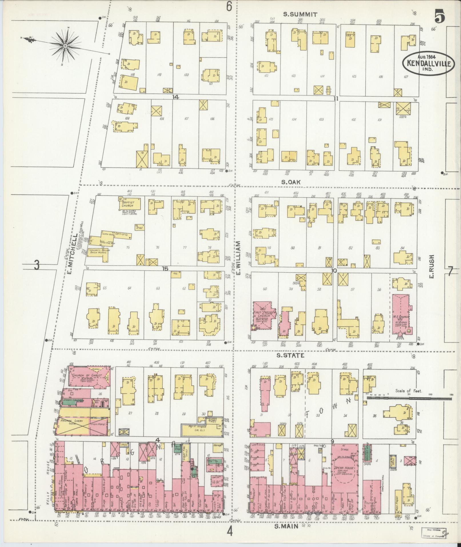 Sanborn Fire Insurance Map from Kendallville, Noble County, Indiana (1904), Sheet #0005 - Complete Map Set gallery image, historic Sanborn map, vintage wall art, Indiana Indiana