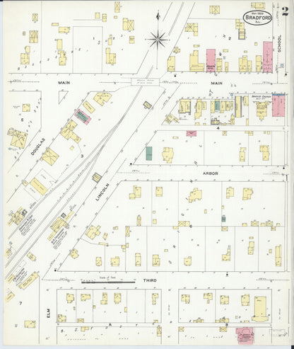 Sanborn Fire Insurance Map from Bradford, Stark County, Illinois (1909), Sheet #0002 - Complete Map Set gallery image, historic Sanborn map, vintage wall art, Illinois Illinois