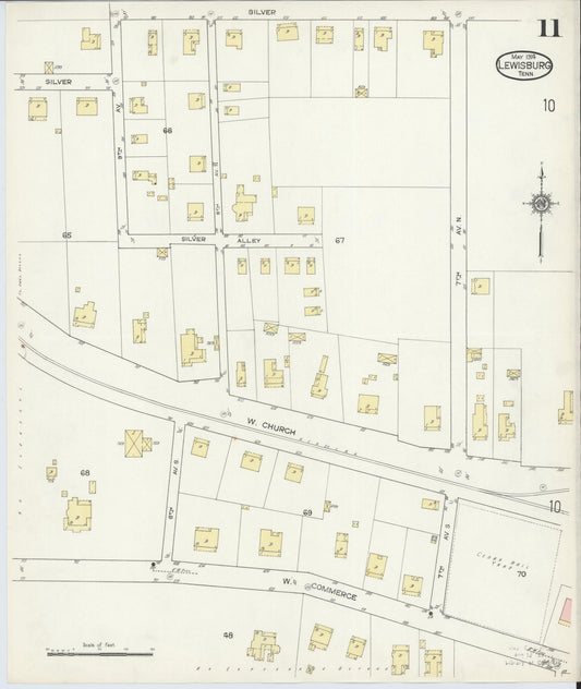 Sanborn Fire Insurance Map from Lewisburg, Marshall County, Tennessee (1914), Sheet #0011 - Historic Sanborn Fire Insurance Map Print, vintage old map wall art, antique decor, genealogy gift, Tennessee Tennessee map