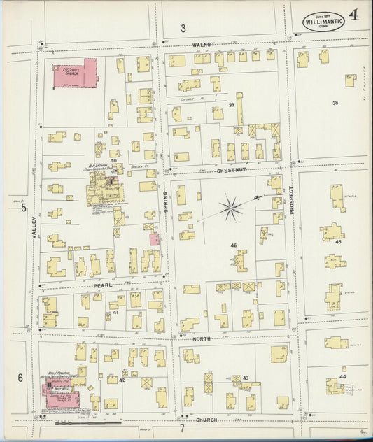 Sanborn Fire Insurance Map from Willimantic, Windham County, Connecticut (1897), Sheet #0004 - Historic Sanborn Fire Insurance Map Print, vintage old map wall art, antique decor, genealogy gift, Connecticut Connecticut map