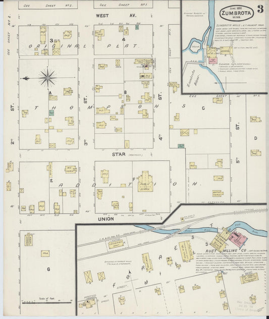Sanborn Fire Insurance Map from Zumbrota, Goodhue County, Minnesota (1890), Sheet #0003 - Historic Sanborn Fire Insurance Map Print, vintage old map wall art, antique decor, genealogy gift, Minnesota Minnesota map