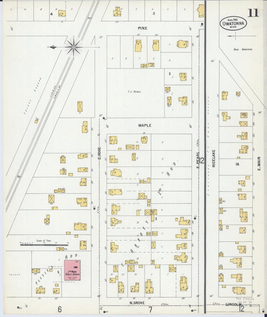 Sanborn Fire Insurance Map from Owatonna, Steele County, Minnesota (1900), Sheet #0011 - Historic Sanborn Fire Insurance Map Print, vintage old map wall art, antique decor, genealogy gift, Minnesota Minnesota map