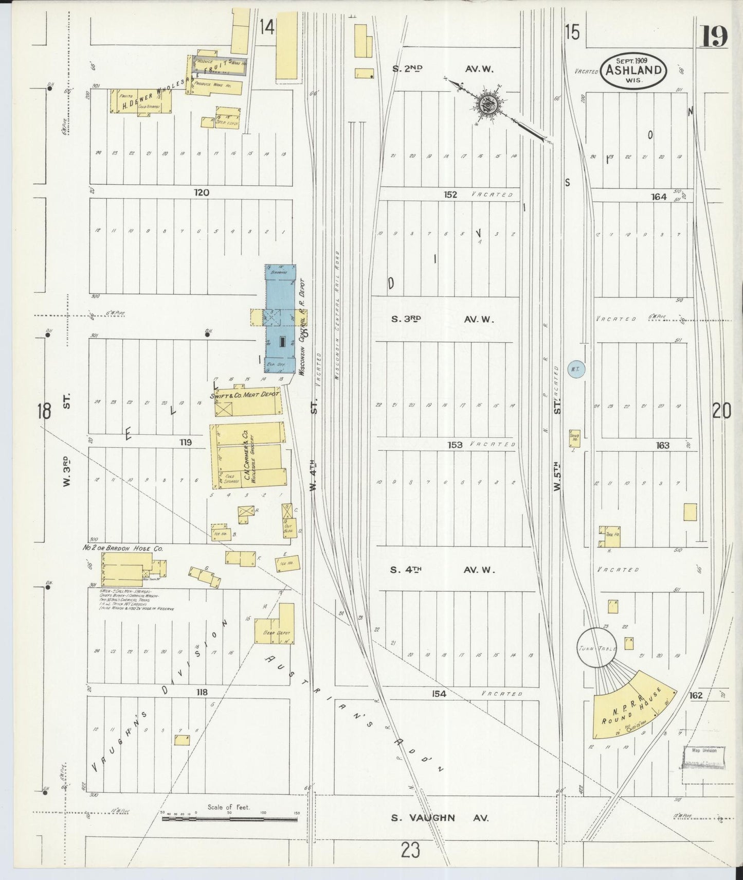 Sanborn Fire Insurance Map from Ashland, Ashland County, Wisconsin (1909), Sheet #0019 - Complete Map Set gallery image, historic Sanborn map, vintage wall art, Wisconsin Wisconsin