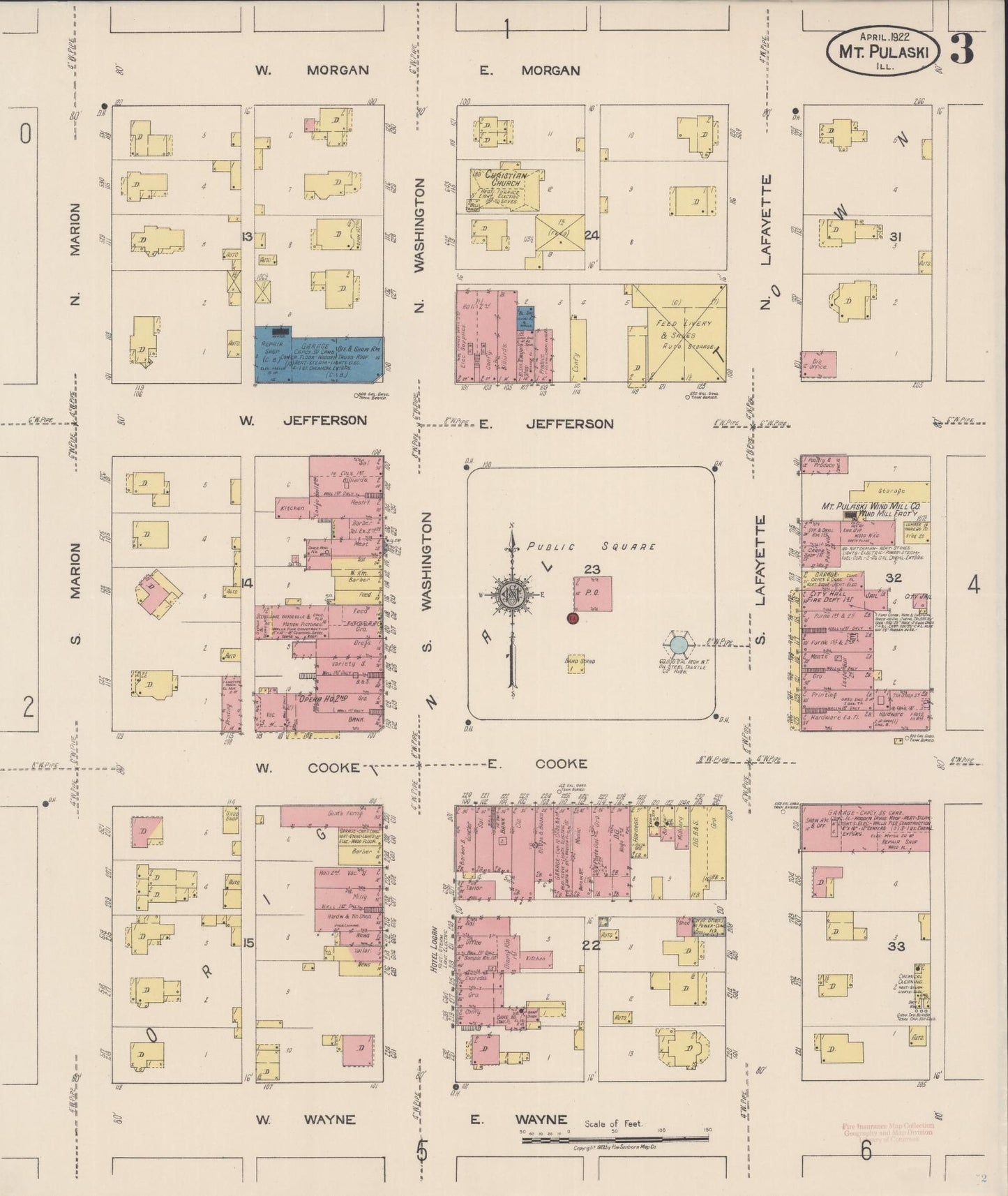 Sanborn Fire Insurance Map from Mount Pulaski, Logan County, Illinois (1922), Sheet #0003 - Complete Map Set gallery image, historic Sanborn map, vintage wall art, Illinois Illinois