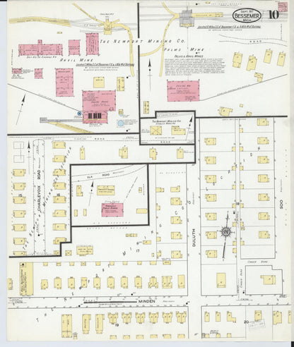 Sanborn Fire Insurance Map from Bessemer, Gogebic County, Michigan (1917), Sheet #0010 - Complete Map Set gallery image, historic Sanborn map, vintage wall art, Michigan Michigan