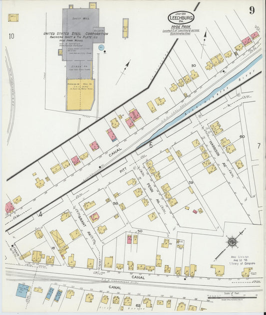 Sanborn Fire Insurance Map from Leechburg, Armstrong County, Pennsylvania (1919), Sheet #0009 - Historic Sanborn Fire Insurance Map Print, vintage old map wall art, antique decor, genealogy gift, Pennsylvania Pennsylvania map
