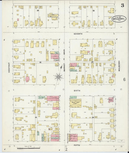 Sanborn Fire Insurance Map from Mount Carmel, Wabash County, Illinois (1897), Sheet #0003 - Complete Map Set gallery image, historic Sanborn map, vintage wall art, Illinois Illinois