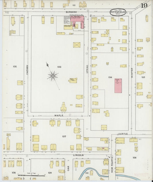 Sanborn Fire Insurance Map from Pittsfield, Berkshire County, Massachusetts (1895), Sheet #0019 - Historic Sanborn Fire Insurance Map Print, vintage old map wall art, antique decor, genealogy gift, Massachusetts Massachusetts map