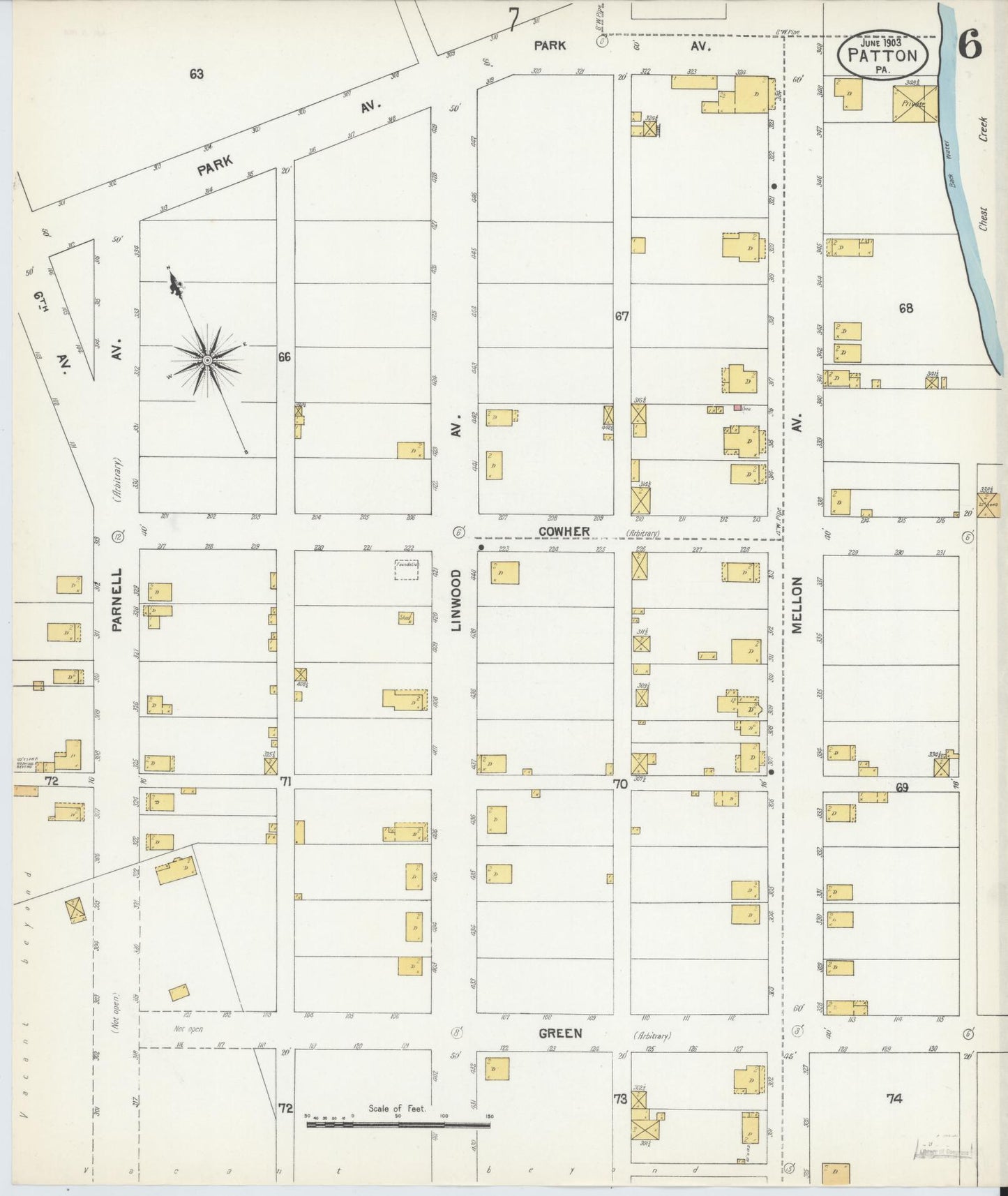 Sanborn Fire Insurance Map from Patton, Cambria County, Pennsylvania (1903), Sheet #0006 - Complete Map Set gallery image, historic Sanborn map, vintage wall art, Pennsylvania Pennsylvania