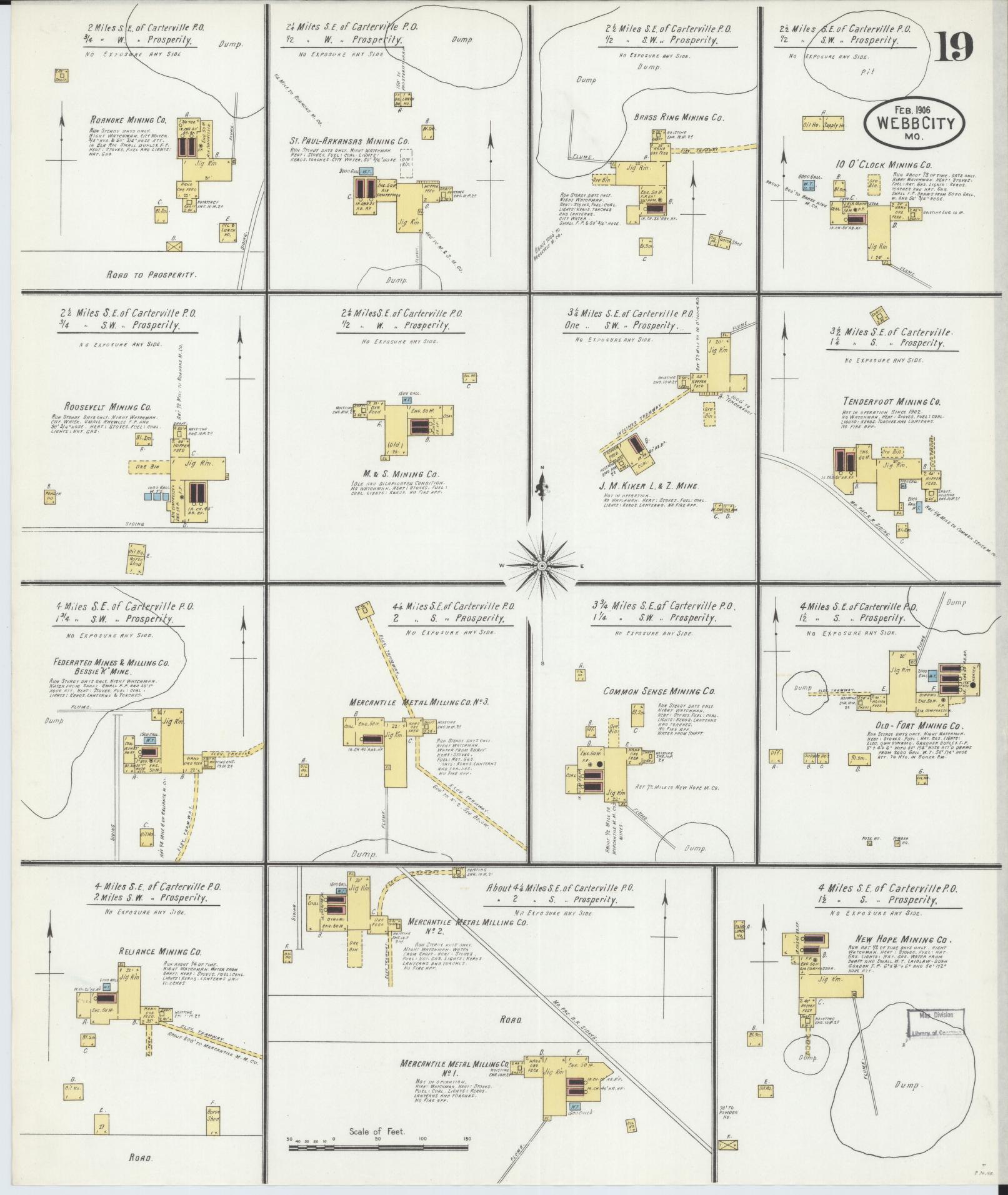 Sanborn Fire Insurance Map from Webb City, Jasper County, Missouri (1906), Sheet #0019 - Complete Map Set gallery image, historic Sanborn map, vintage wall art, Missouri Missouri