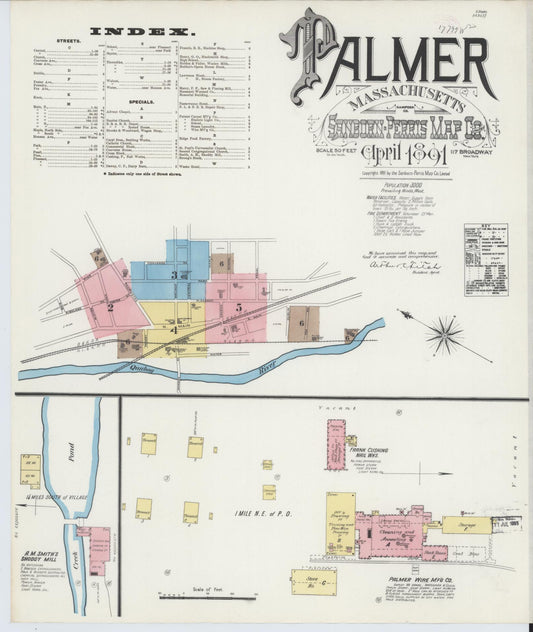 Sanborn Fire Insurance Map from Palmer, Hampden County, Massachusetts. (1891) – Historic Sanborn Fire Insurance Map Print