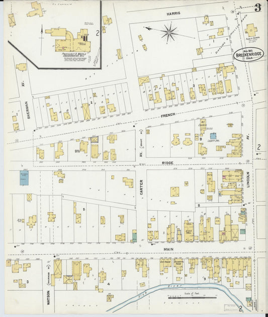 Sanborn Fire Insurance Map from Breckenridge, Summit County, Colorado (1902), Sheet #0003 - Historic Sanborn Fire Insurance Map Print, vintage old map wall art, antique decor, genealogy gift, Colorado Colorado map