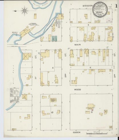 Sanborn Fire Insurance Map from Hersey, Osceola County, Michigan (1894), Sheet #0001 - Historic Sanborn Fire Insurance Map Print, vintage old map wall art, antique decor, genealogy gift, Michigan Michigan map