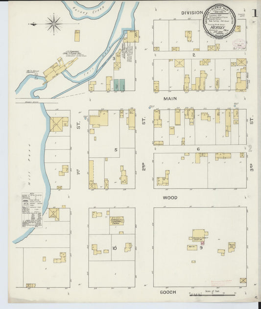 Sanborn Fire Insurance Map from Hersey, Osceola County, Michigan (1894), Sheet #0001 - Historic Sanborn Fire Insurance Map Print, vintage old map wall art, antique decor, genealogy gift, Michigan Michigan map