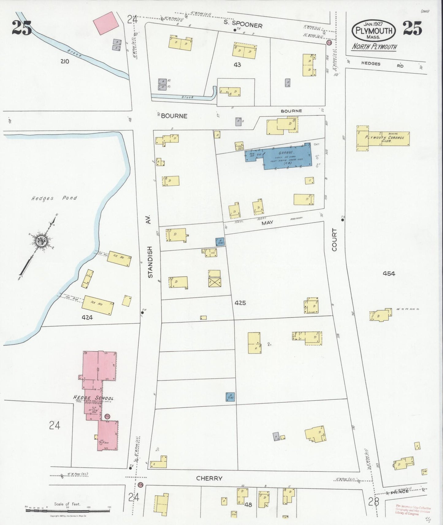 Sanborn Fire Insurance Map from Plymouth, Plymouth County, Massachusetts (1927), Sheet #0025 - Complete Map Set gallery image, historic Sanborn map, vintage wall art, Massachusetts Massachusetts