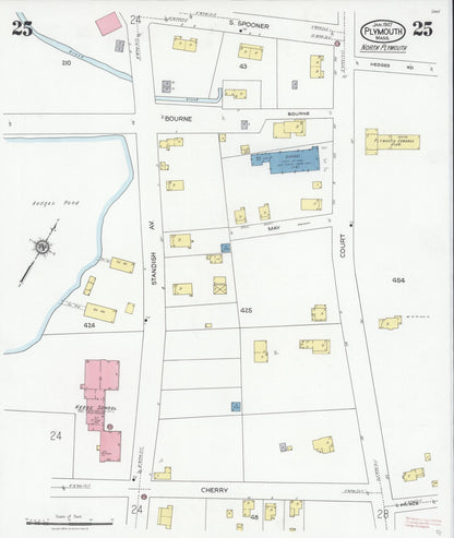 Sanborn Fire Insurance Map from Plymouth, Plymouth County, Massachusetts (1927), Sheet #0025 - Complete Map Set gallery image, historic Sanborn map, vintage wall art, Massachusetts Massachusetts