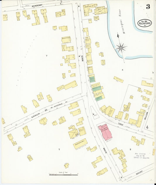Sanborn Fire Insurance Map from Richford, Franklin County, Vermont (1904), Sheet #0003 - Historic Sanborn Fire Insurance Map Print, vintage old map wall art, antique decor, genealogy gift, Vermont Vermont map