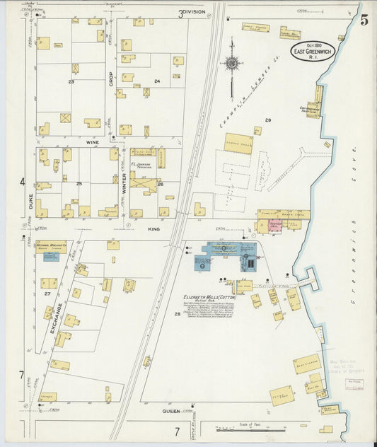 Sanborn Fire Insurance Map from East Greenwich, Kent County, Rhode Island (1910), Sheet #0005 - Historic Sanborn Fire Insurance Map Print, vintage old map wall art, antique decor, genealogy gift, Rhode Island Rhode Island map