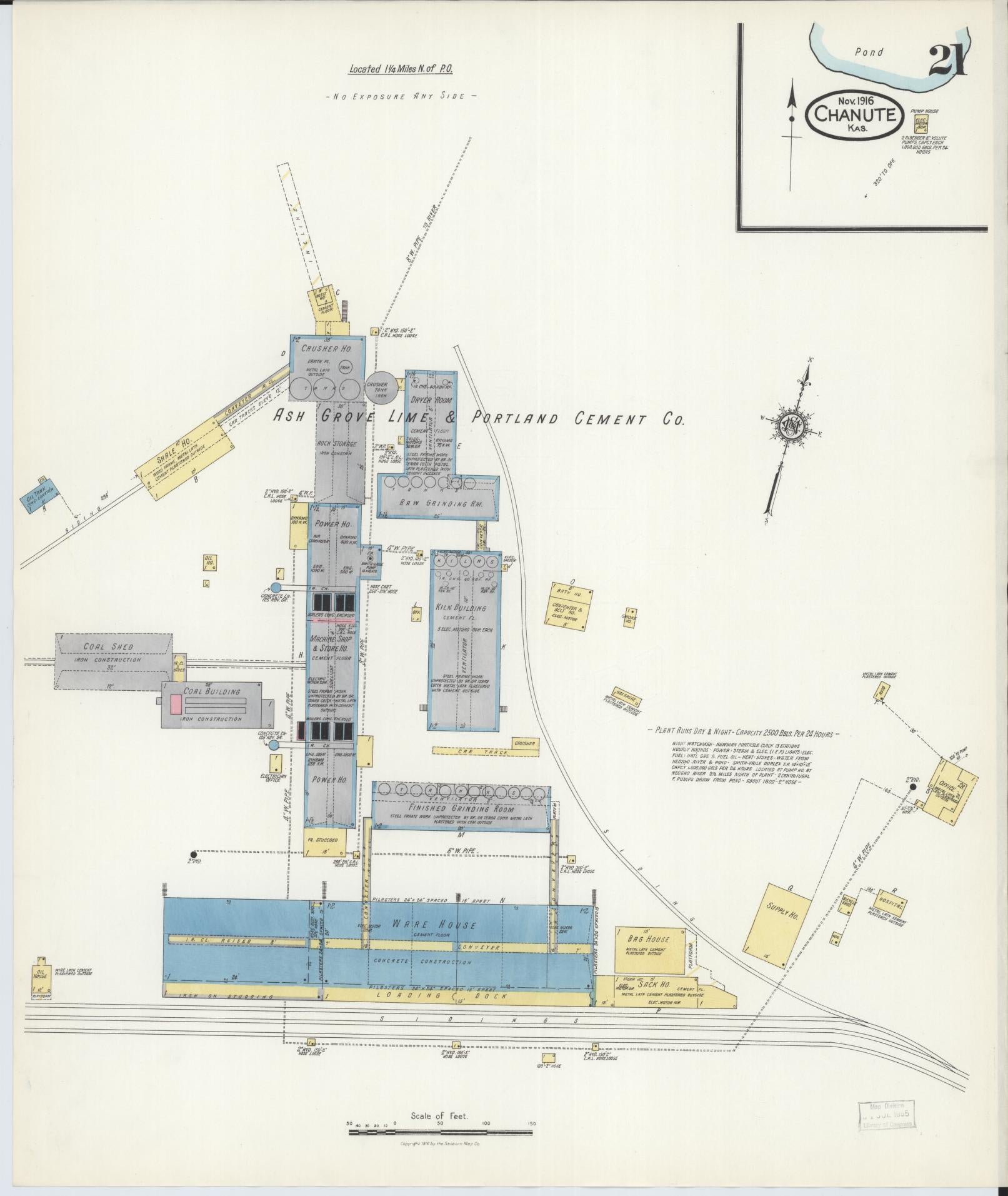 Sanborn Fire Insurance Map from Chanute, Neosho County, Kansas (1916), Sheet #0021 - Complete Map Set gallery image, historic Sanborn map, vintage wall art, Kansas Kansas