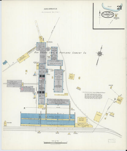 Sanborn Fire Insurance Map from Chanute, Neosho County, Kansas (1916), Sheet #0021 - Complete Map Set gallery image, historic Sanborn map, vintage wall art, Kansas Kansas