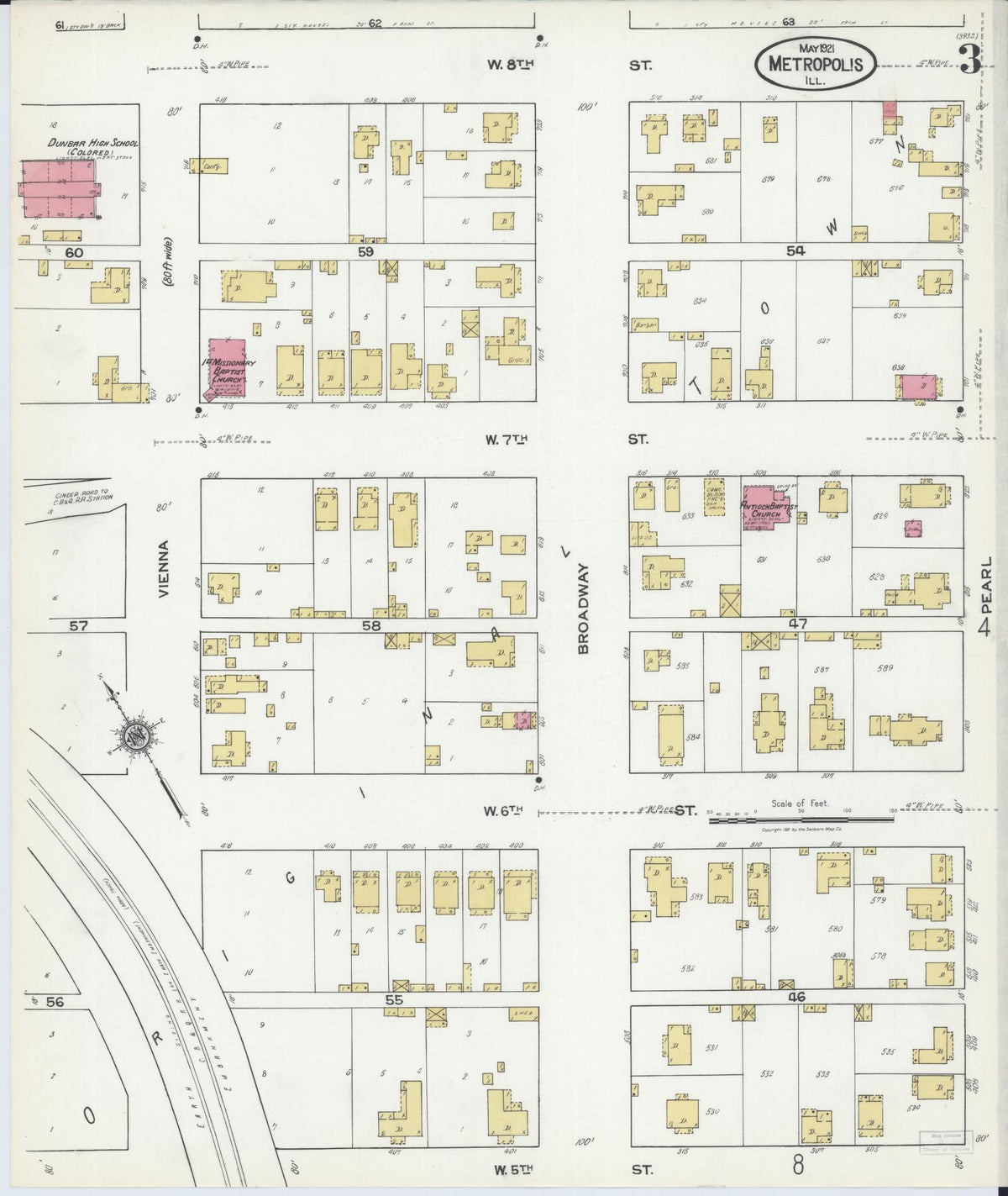 Sanborn Fire Insurance Map from Metropolis, Massac County, Illinois (1921), Sheet #0003 - Historic Sanborn Fire Insurance Map Print, vintage old map wall art, antique decor, genealogy gift, Illinois Illinois map