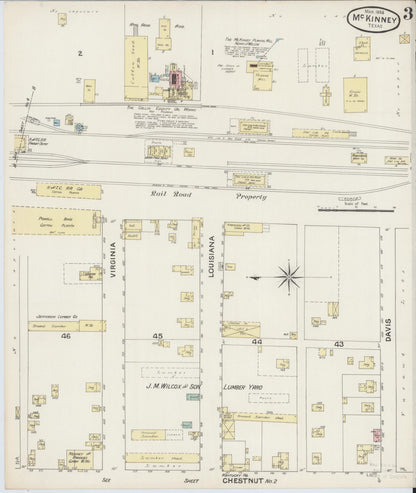 Sanborn Fire Insurance Map from McKinney, Collin County, Texas (1888), Sheet #0003 - Complete Map Set gallery image, historic Sanborn map, vintage wall art, Texas Texas