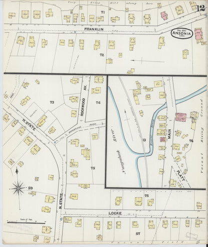 Sanborn Fire Insurance Map from Ansonia, New Haven County, Connecticut (1890), Sheet #0012 - Complete Map Set gallery image, historic Sanborn map, vintage wall art, Connecticut Connecticut