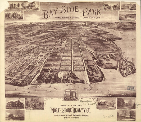 Bay Side Park, 3d ward, borough of Queens, New York City. (1915) – Historic Bird’s-Eye View Panorama Print